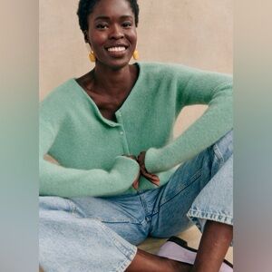 Sezane gaspard cardigan in sea green